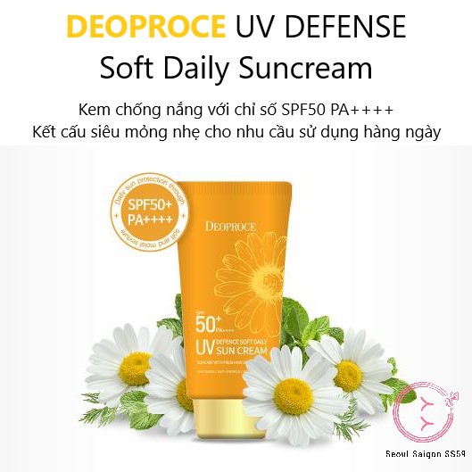 Kem chống nắng hằng ngày Deoproce SPF50+ PA++++ (70g)
Deoproce UV Defence Soft Daily Suncream SPF50+ PA++++