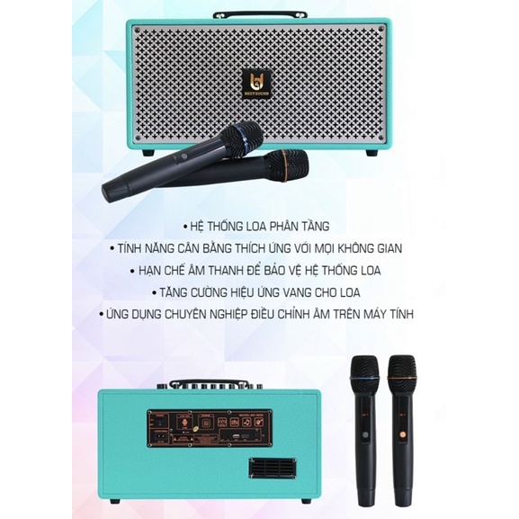 Loa Bluetooth Di Động Chính Hãng Best Sound M6-Hàng Nhập Khẩu 2022-Tặng Kèm 2 Micro Karaoke
