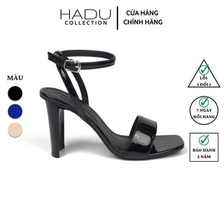 [Mã LTP50 giảm 50000 đơn 150000] Giày sandal cao gót quai ngang HADU G938 da bóng gót kiểu mica