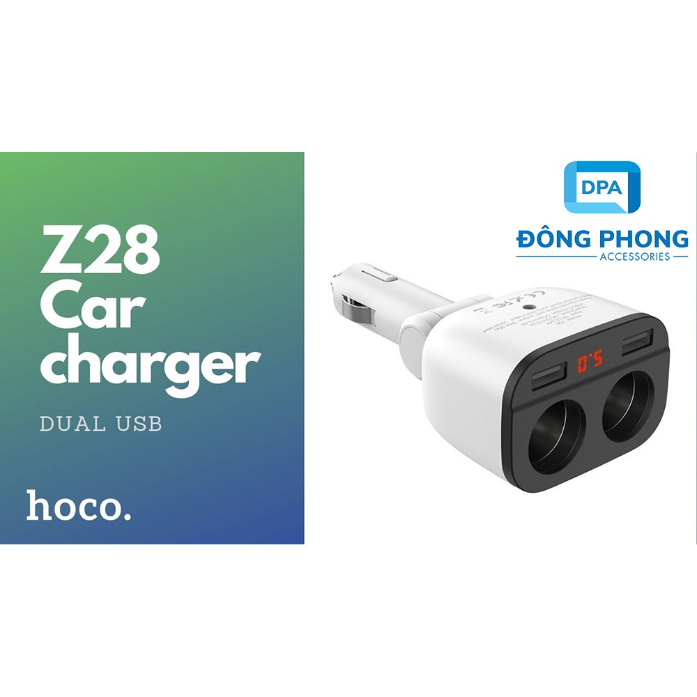 Tẩu Sạc Xe Hơi Đa Năng Chia Tẩu Hoco Z28 Chính Hãng