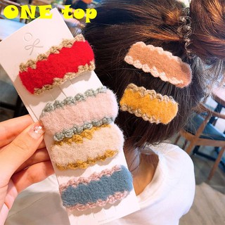 Kẹp Tóc Vải Cashmere Phối Ren Xinh Xắn Kiểu Nhật Hàn