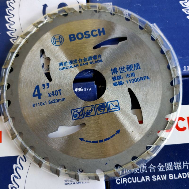 Lưỡi cưa gỗ, cắt gỗ Bosch đĩa cưa phi 110 x1.8 x20mm, loại cưa 40 răng được làm bằng hợp kim thép cứng, cắt ngọt, mịn