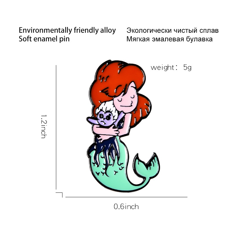 Pin Cài Áo Hình Nàng Tiên Cá Hoạt Hình Dành Cho Bé