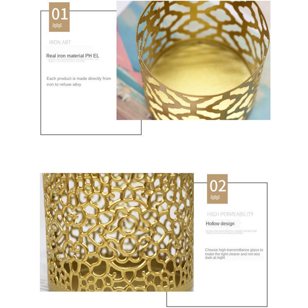 Đế nến mini kiểu rỗng để bàn bằng sắt trang trí nhà cửa