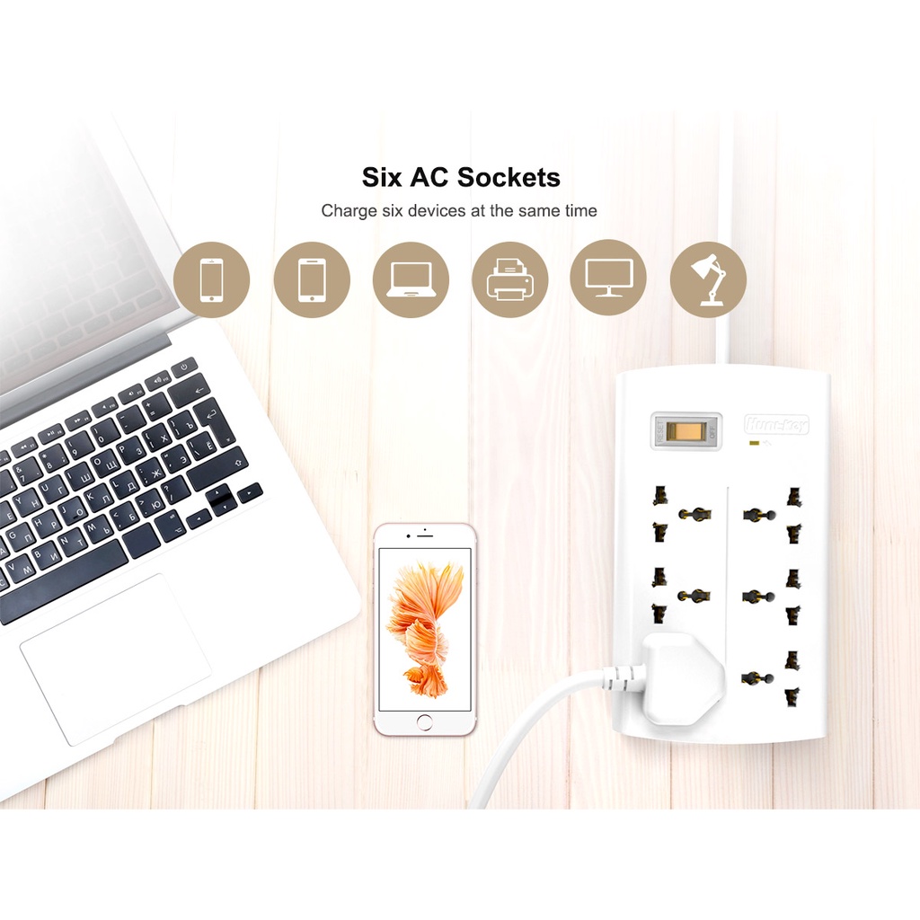 Ổ Điện Huntkey 6 chấu cao cấp SZM604 hàng chính hãng