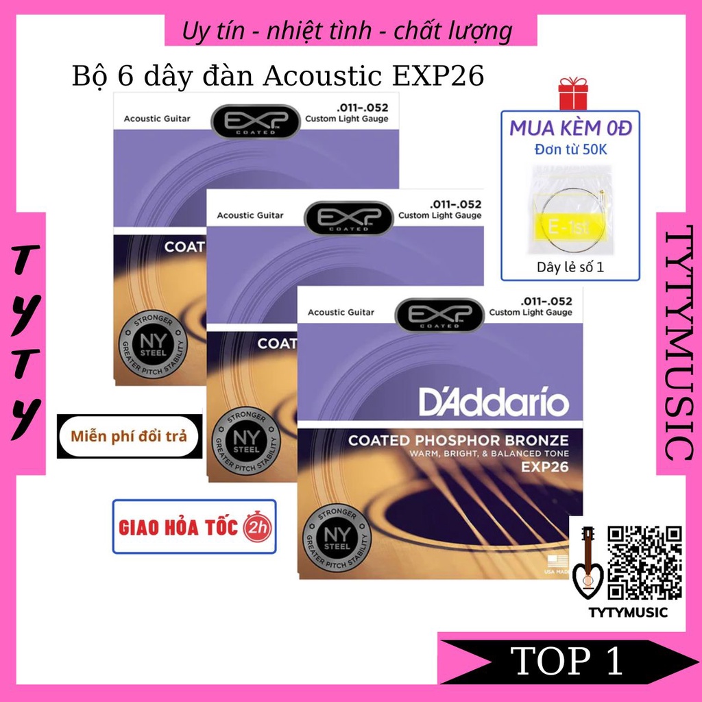 Dây đàn guitar ACOUSTIC D Addario EXP26 size 11 TYTYmusic