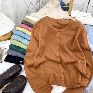 Áo khoác len cardigan mỏng dệt kim montagut nhiều màu basic Yannie