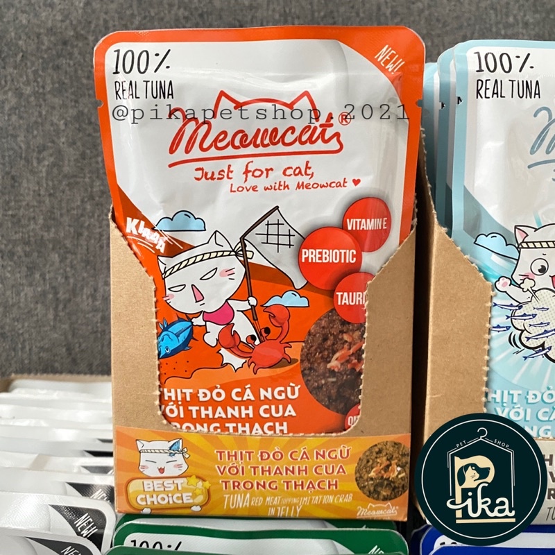 Pate MeowCat 70g lon 400g dành cho mèo trưởng thành, mèo con - Từ thịt thật, Vitamin E - Pika Petshop