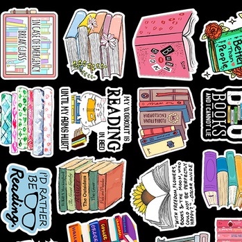 Set 50 nhãn dán chủ đề sách dễ thương trang trí sổ tay