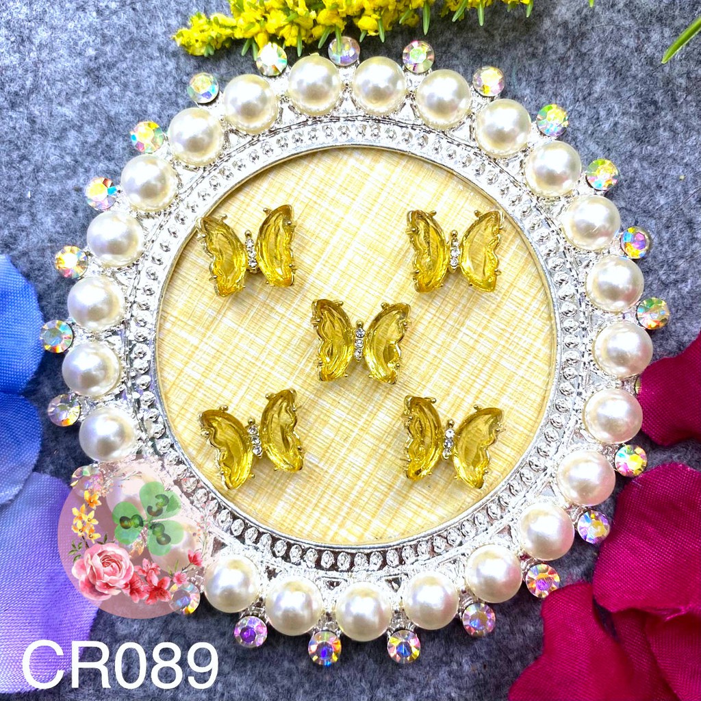 Màu CR089 - CR090 - CR091 - CR097 . Charm Bướm xoay kim loại dòng cao cấp đính đá trang trí móng siêu xinh.