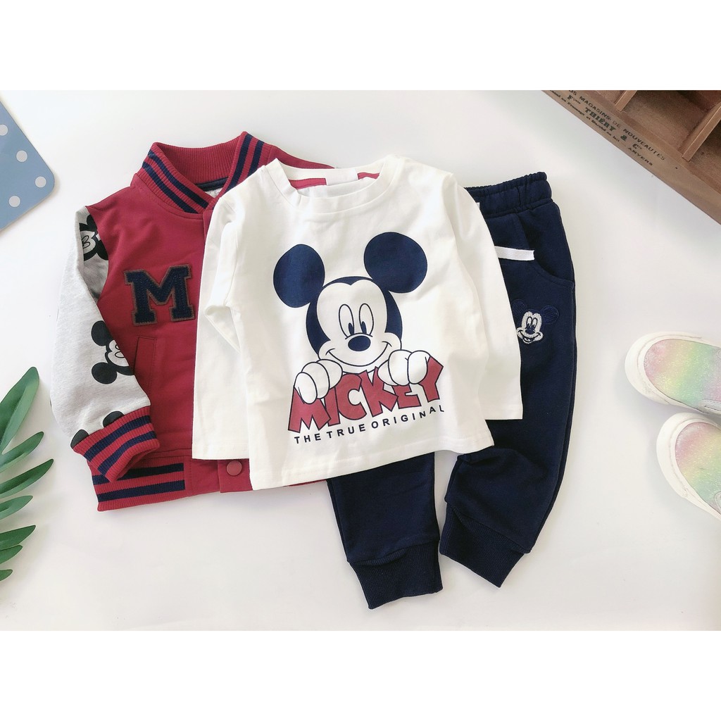 BỘ NỈ DA CÁ 3 CHI TIẾT MICKY BÉ TRAI HM SZ 10-25KG