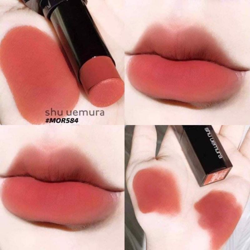 Son Shu Uemura màu 584 vỏ đen tone cam hồng đất nịnh da, tự nhiên và trendy