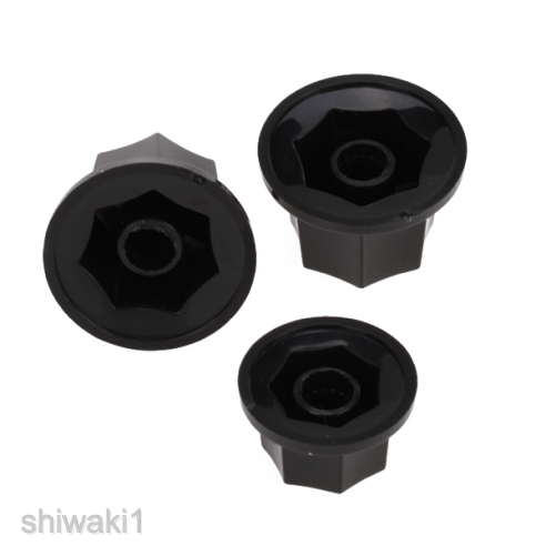 3 PCS Black vintage Jazz Bass Volume Tone skirted Knobs ABS Durable Guitar Parts