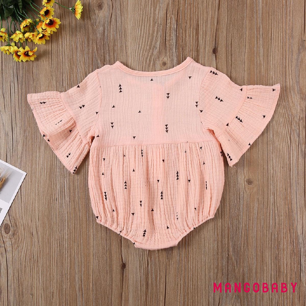 ♬MG♪-Baby Girls Romper Floral Print Round Neck Short Flounced Sleeve Bodysuit Romper | BigBuy360 - bigbuy360.vn
