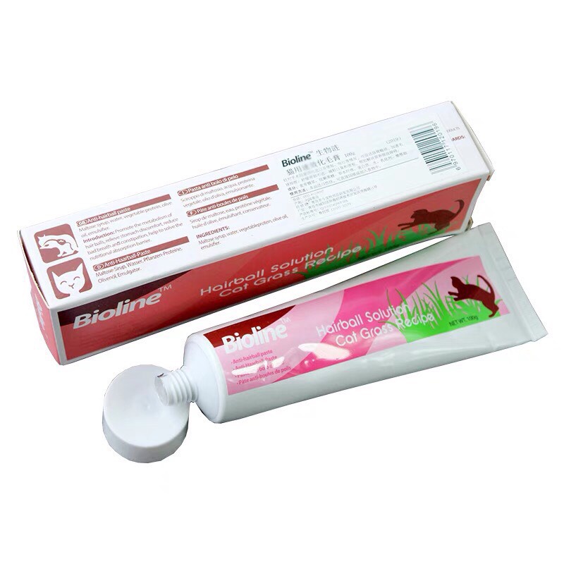 Bioline - Gel dinh dưỡng chống búi lông, giảm hôi miệng, bảo vệ đường ruột cho mèo Hairball Solution 100g