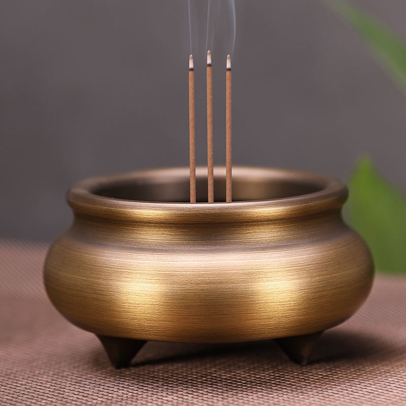 ﹊☾☒Lư hương bằng đồng nguyên chất Gia dụng trong nhà gỗ đàn dùng cho Phật đốt nhang Dây chuyền thắp Đèn xông Chè