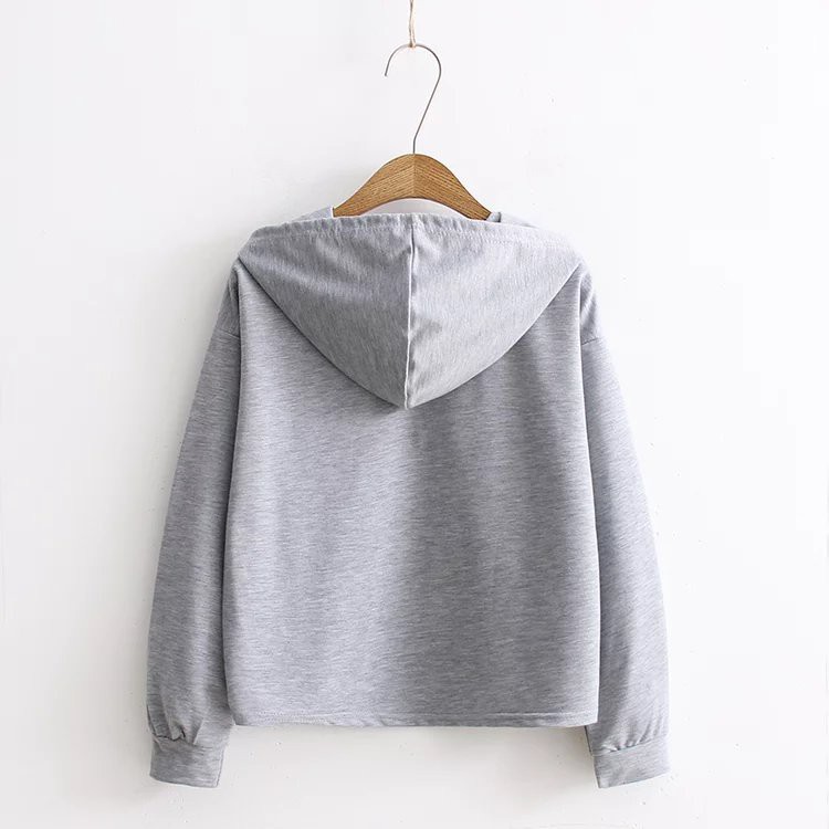 Áo hoodie SUXI tay dài dáng ngắn phong cách thời trang Hàn Quốc