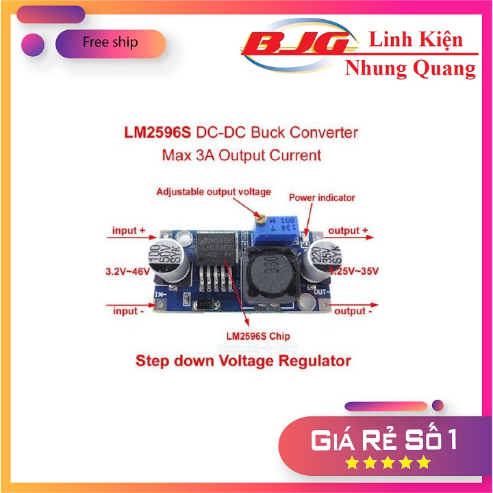 Module Hạ Áp Buck DC-DC LM2596 3A-linh kiện điện tử 3m