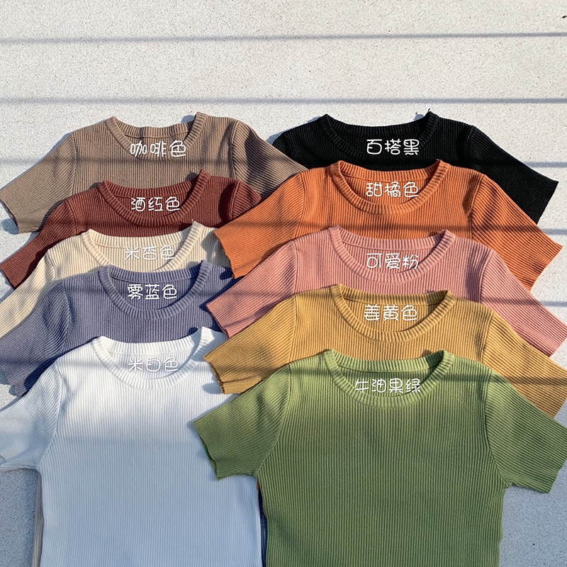 Áo thun SUXI cổ tròn tay ngắn phong cách Hàn Quốc thời trang cho nữ