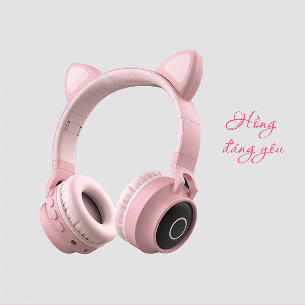 Tai nghe Tai Mèo blueooth HP05, headphone tai mèo siêu cute kèm Mic thoại, Bass cực mạnh, dung lượng pin khủng 400mAh