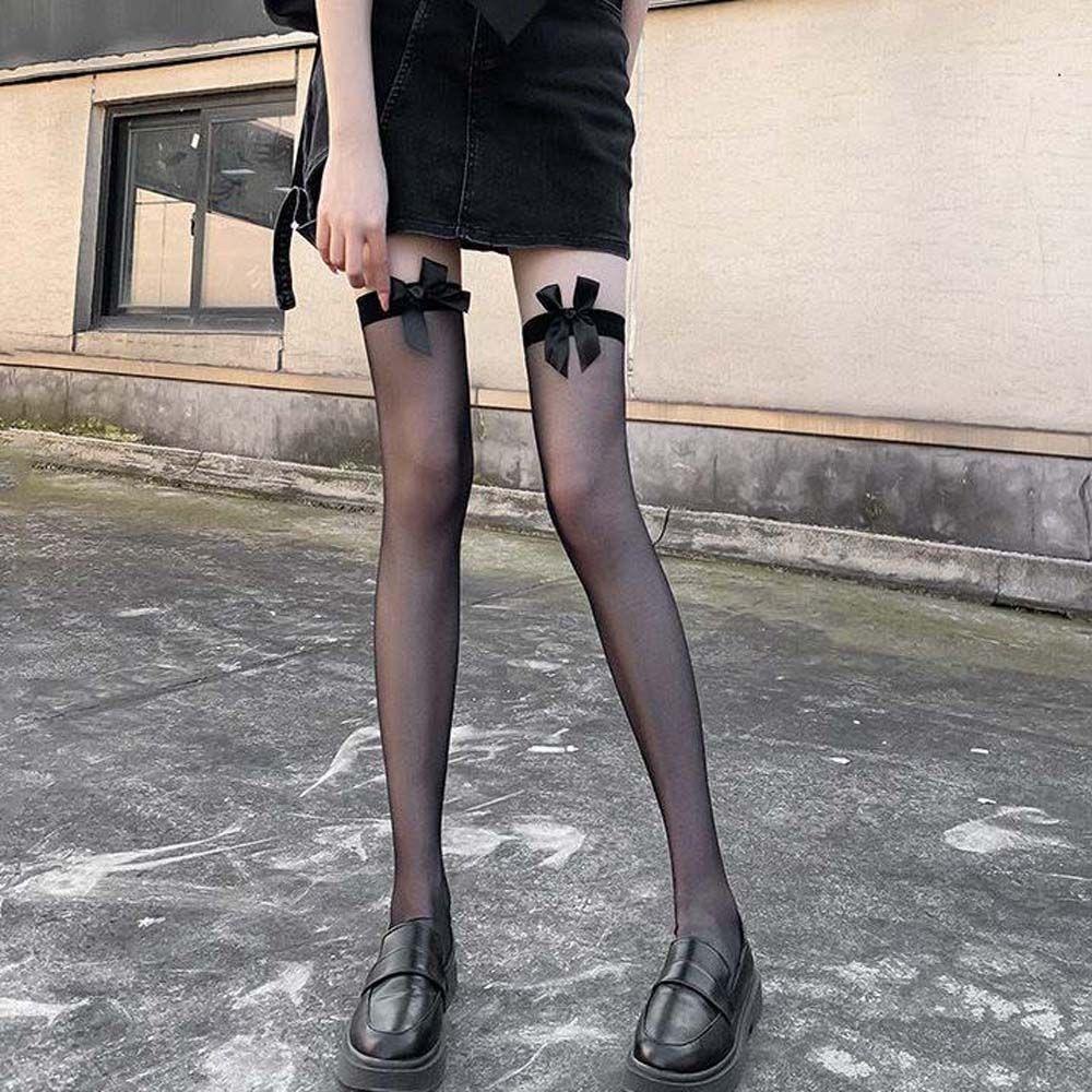 EXPEN Vớ Mỏng Đính Nơ Phong Cách Harajuku Nhật Bản Ngọt Ngào Cho Nữ