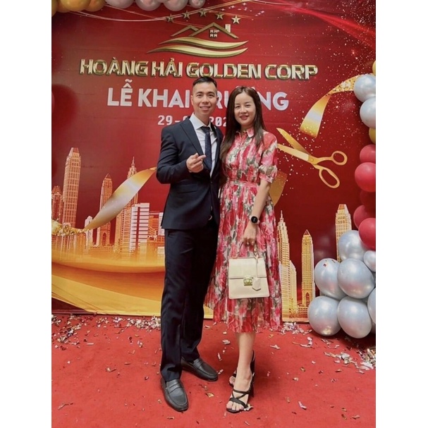NeVa newtag đầm midi xoè hoa hồng mới nguyên tag S/M/L