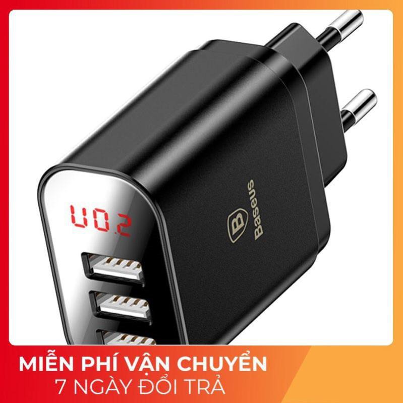 [Xả Hàng – FreeShip] CỦ SẠC NHANH 3 CỔNG | Baseus CCAL AH02 | Chất Liệu ABS-PC Chống Va Đập | Có Đèn