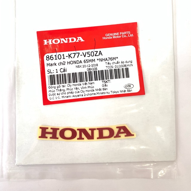 Tem Honda Đỏ Chính Hãng