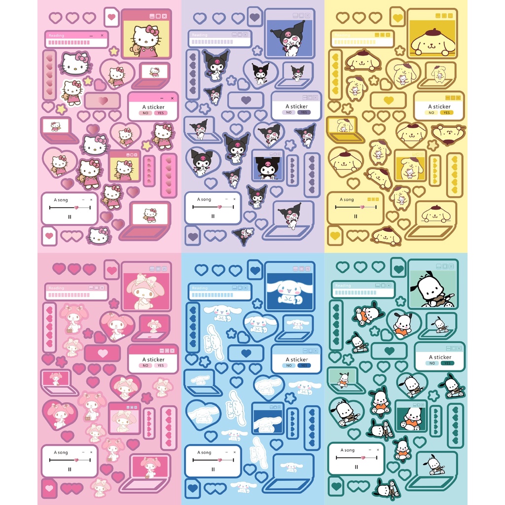 Sticker Sanrio lấp lánh hình dán cinnamoroll kuromi trang trí toploader sổ tay | BST143