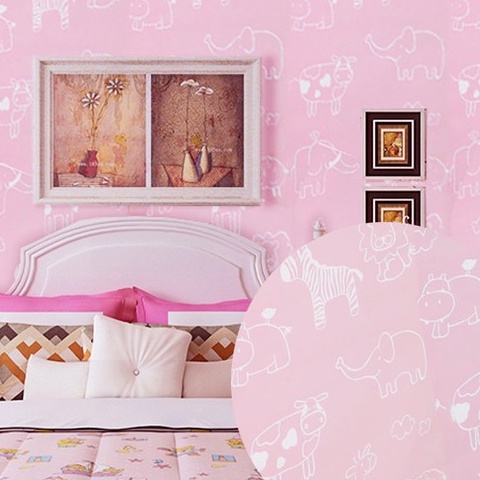 Decal giấy dán tường vườn thú hồng