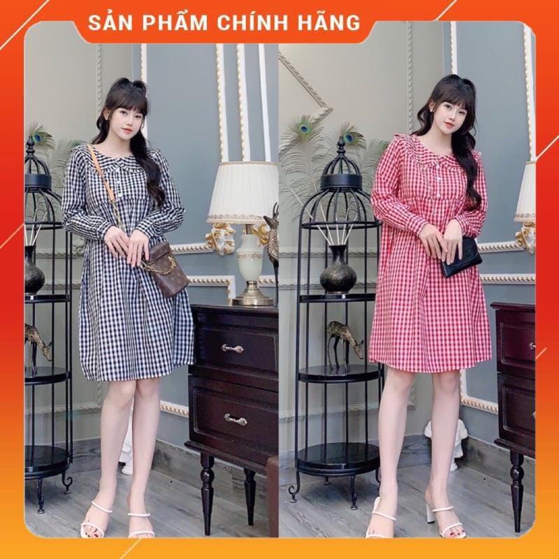 [Hàng cao cấp]Váy bầu thiết kế☘️đầm bầu mặc đi làm đi chơi đều được☘️chất kẻ hàn siêu mát☘️free size (43-68kg)