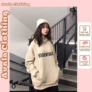 Áo Hoodie Essential Unisex Nam Nữ nỉ bông dày dặn màu be Oversize phong cách Hàn Quốc Ulzaang