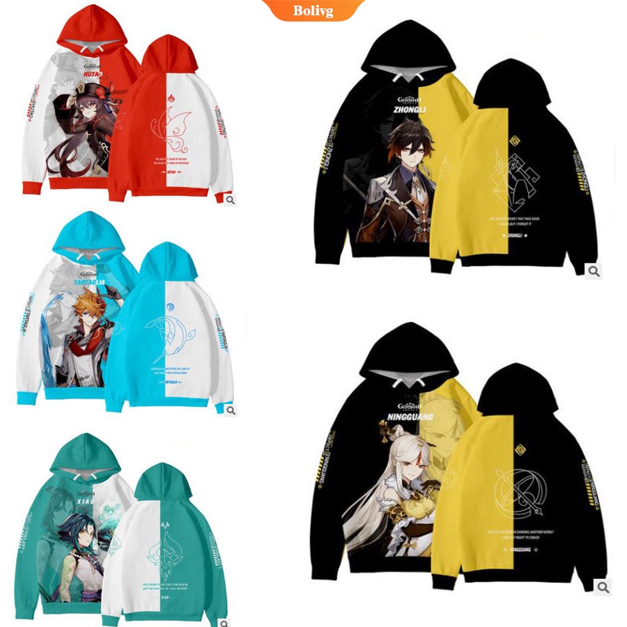 Áo khoác hoodie tay dài size lớn hóa trang Genshin Hutao làm quà tặng sinh nhật thường ngày