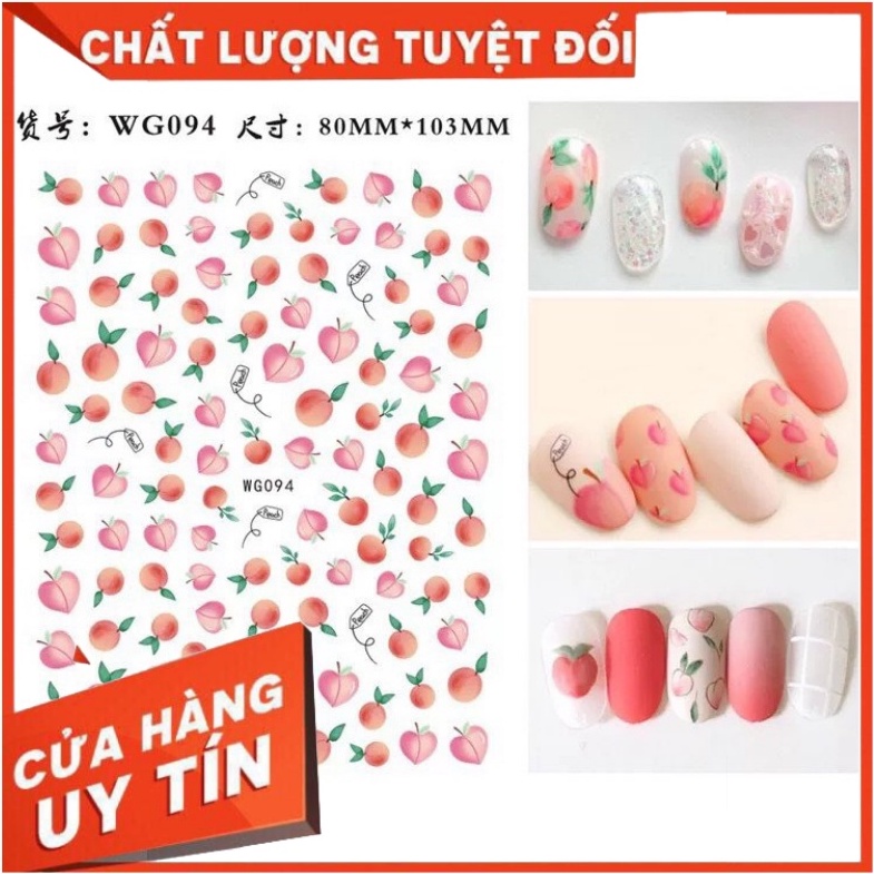 Sticker quả đào trang trí móng tay