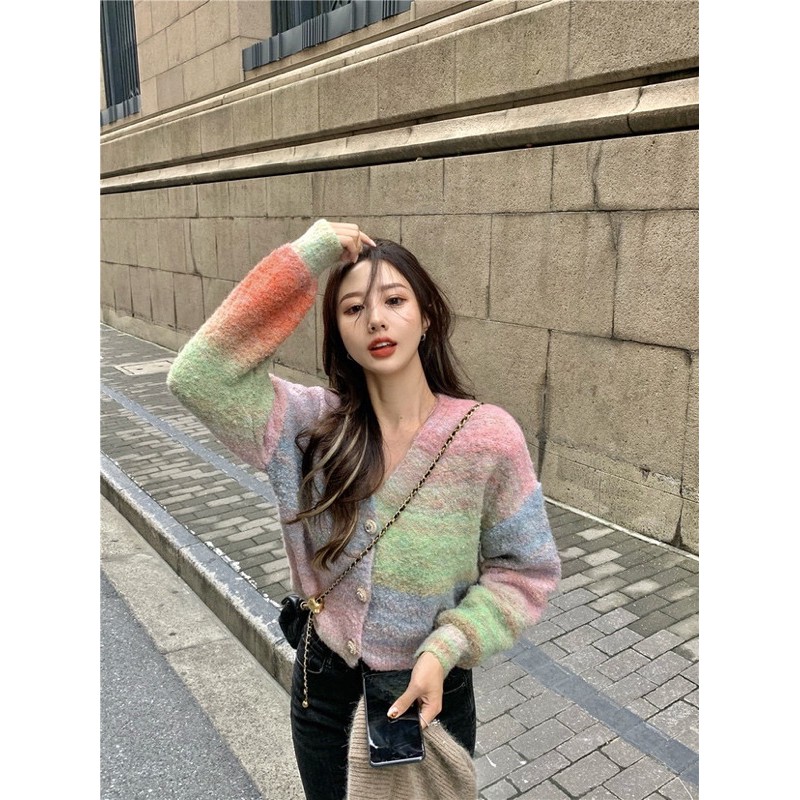 Áo len tay dài phối màu koreastyle