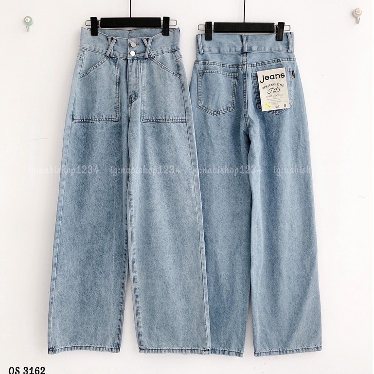 Quần Ống Suông Jean Nữ Cạp Cao - Nabishop1234 Mã 3162 (ẢNH THẬT) | BigBuy360 - bigbuy360.vn