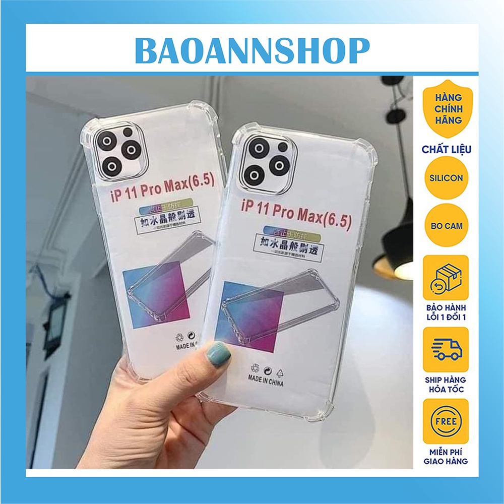 Ốp lưng iphone trong Silicon dẻo chống sốc 4 góc bảo vệ camera cho 7plus/8plus/x/xs/xsmax/11/12/13/pro/promax