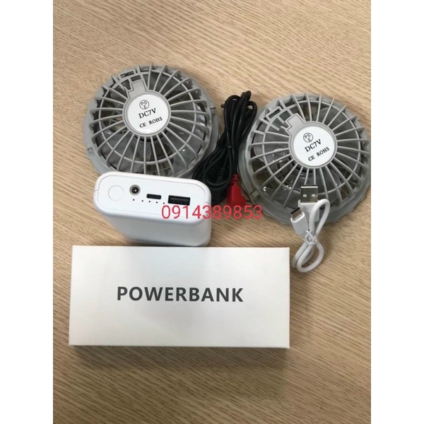 FULL BỘ Quạt gắn áo điều hoà làm mát 12v công suất 30000mah GIFV