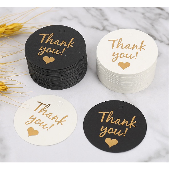Set 50 tag treo trang trí hộp quà tặng đen trằng hình tròn, lá, thẻ dài tiện dụng