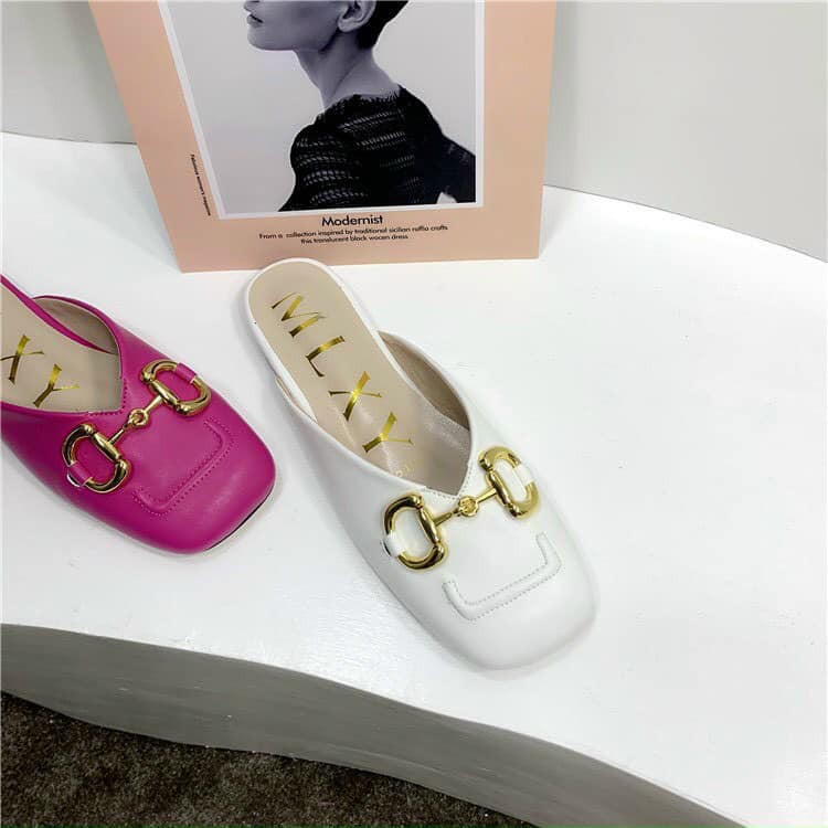 Giày sục nữ mũi vuông, CHẤT DA PU GIẢ VÂN RẮN, kèm ảnh thật | BigBuy360 - bigbuy360.vn