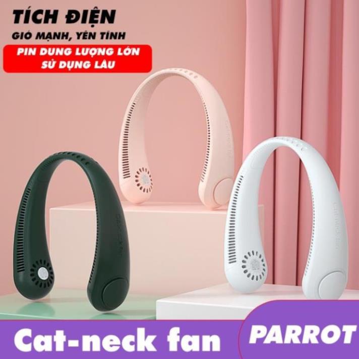Quạt Đeo Cổ Parrot USB Mini Tích Điện Không Cánh Tiện Lợi, Thời Trang, Dáng Thể Thao