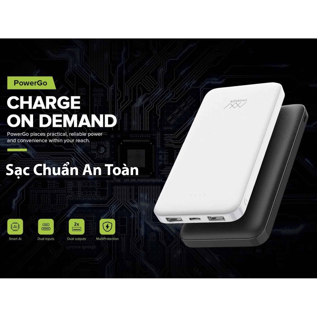 Pin Sạc Dự Phòng INNOSTYLE AI 10000mAh IP10SA-BLK - Hàng Chính Hãng