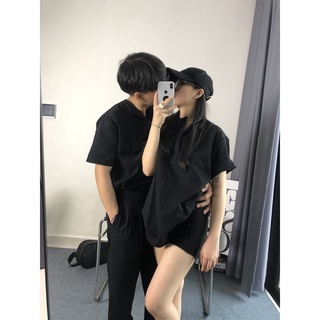 Áo sơ mi đen cổ trụ