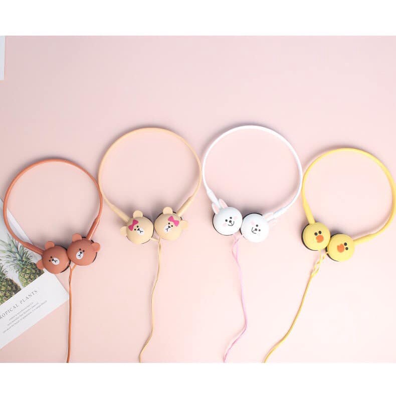 Tai nghe gấu chụp tai, Tai nghe chụp Headphone gấu thỏ line cute