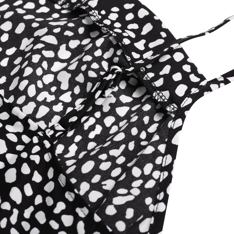 Brroa Đầm Midi Dáng Chữ A Không Tay Xẻ Tà In Họa Tiết Chấm Bi Phong Cách Boho Cổ Điển Cho Nữ