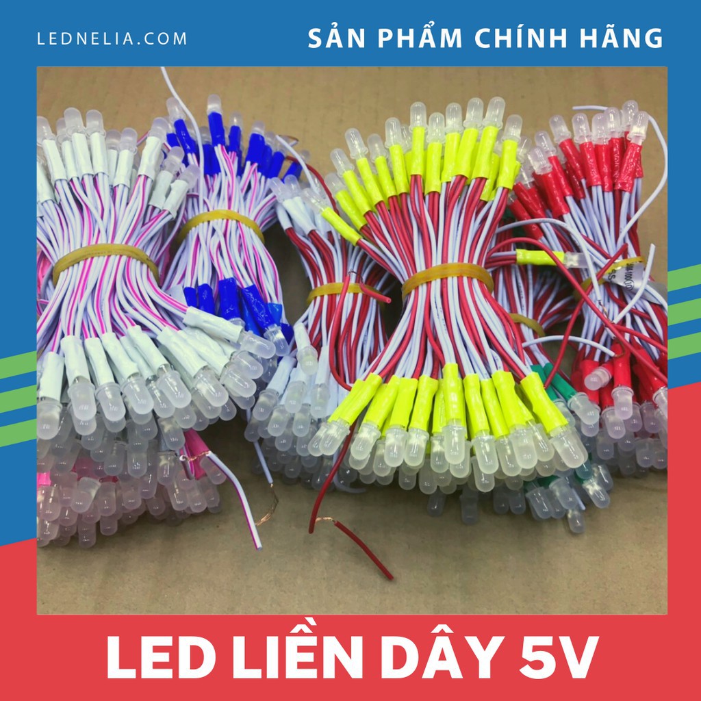 [Cụm led 100 bóng] liền dây 5mm điện áp 5V làm biển vẫy quảng cáo, tiết kiệm áp, bền màu.