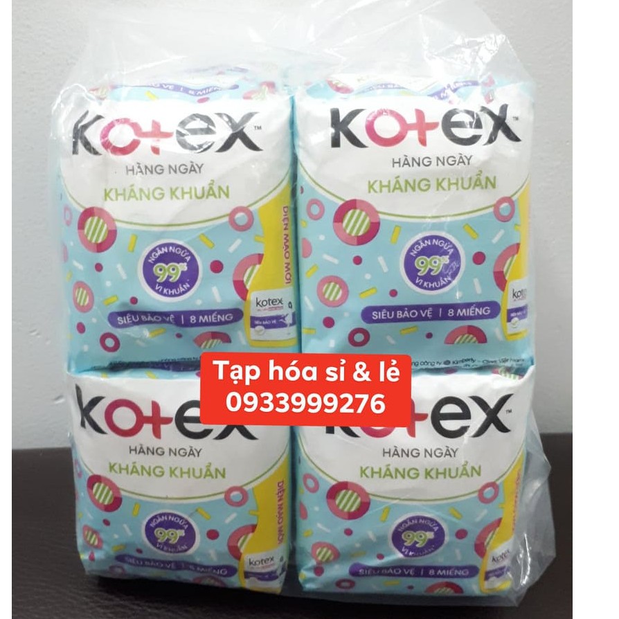 8 GÓI Băng Vệ Sinh Kotex Hàng Ngày Siêu Bảo Vệ 8 Miếng