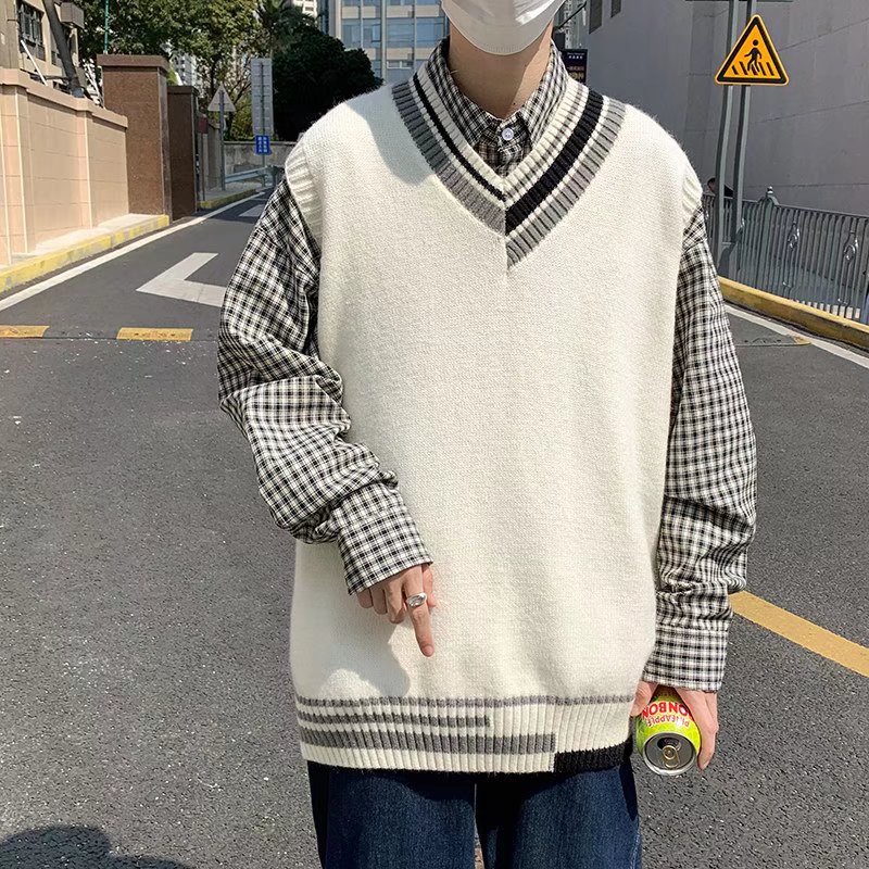 Áo Sweater Sát Nách Cổ V Kiểu Anh Thời Trang Mùa Thu Cho Nam