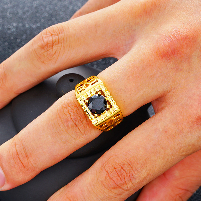 Nhẫn Mạ Vàng 24k Đính Đá Zircon Sang Trọng Cho Nam