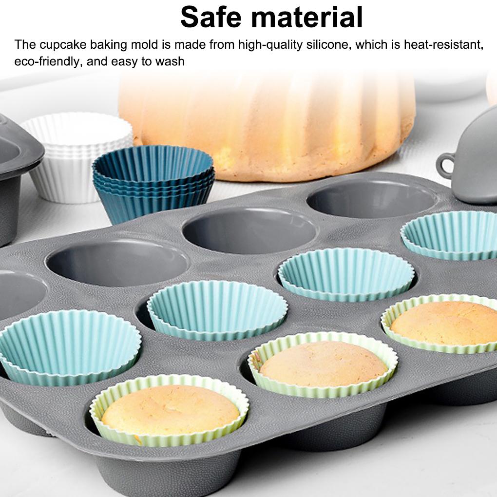 Khuôn Silicone Làm Bánh Muffin Chống Dính Tái Sử Dụng Tiện Lợi